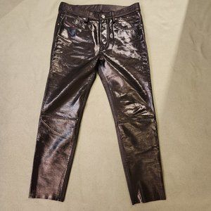 Diesel P-Mharky Black Patent & Leather Contrast Pants